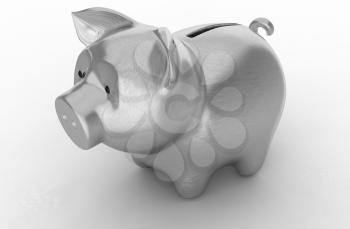 Royalty Free Clipart Image of a Silver Piggy Bank