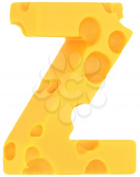 Cheeze font Z letter isolated over white background