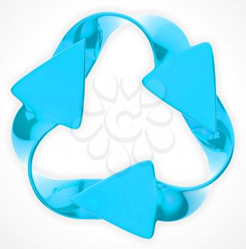 Environmental sustainability: blue recycling sign isolated on white