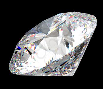 Precious gem: large diamond over black background 