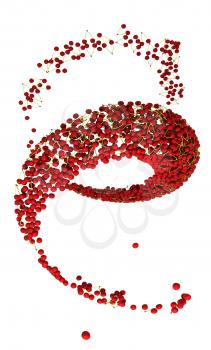 Vegetarian food: red cherry curl isolated over white background