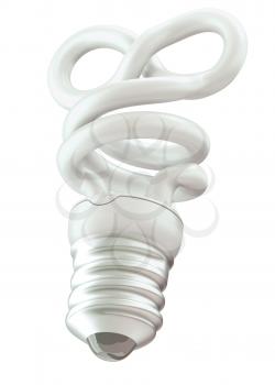 Endlessness or infinity symbol light bulb isolated over white
