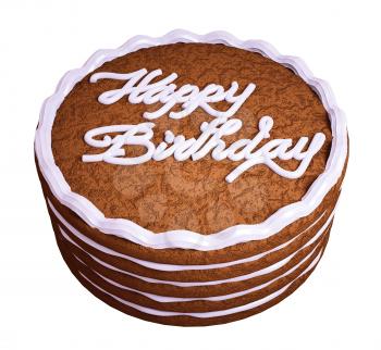 Happy birthday: sandwiched chocolate cake isolated over white