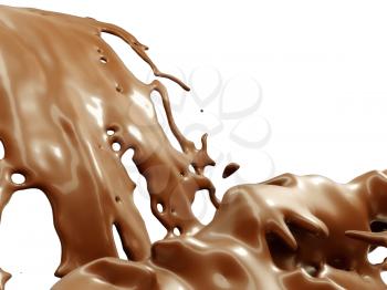 Hot chocolate or cocoa splashes isolated on white background