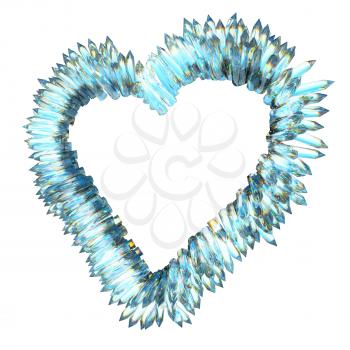 jealousy and sharp love: crystal heart shape isolated on white