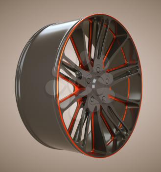 Vehicle Black and red disc or wheel. Custom made and rendered