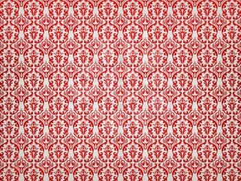 White Alligator skin background with red victorian ornament. Useful as pattern