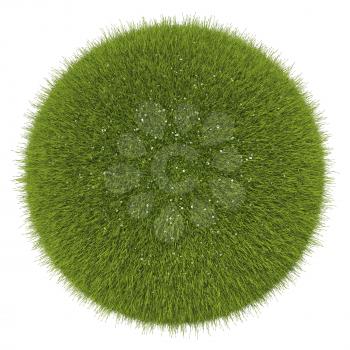 World of grass and flowers: green globe isolated on white