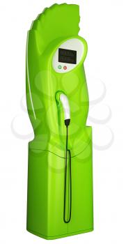 Green fuel: charging station for electric cars isolated on white