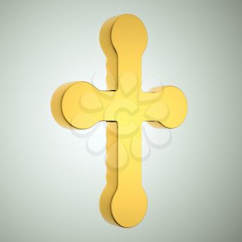 Jewelery and religion: golden cross. Custom made and rendered