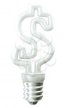 Profit: Dollar ccurrency symbol light bulb isolated over white background