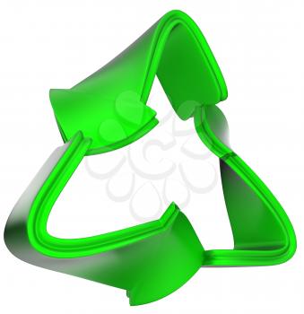 recycling concept: green recycle symbol isolated on white