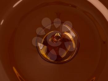 Alcoholic beverage splash with droplet: brandy or cognac. Large resolution