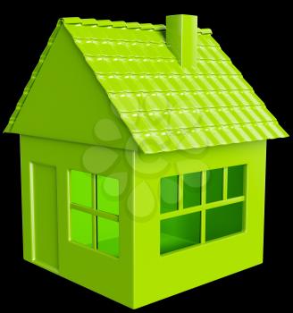 Realty and real assets: green house on black background