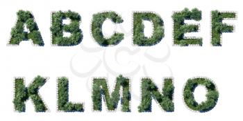 Green park font with grey cubing border. 11 letters