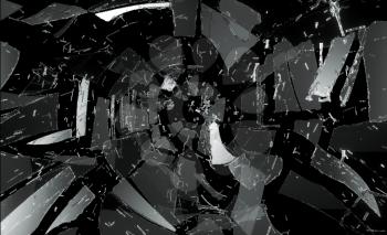 Many pieces of broken and Shattered glass. Large resolution