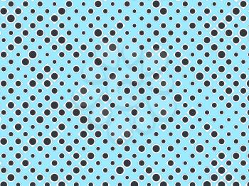 Polka dot pattern with black circles and white rectangles on blue. Useful as background