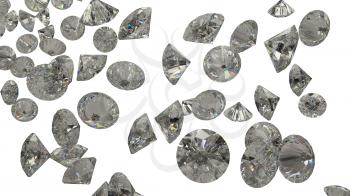 many Large Diamonds and gemstones isolated on white