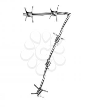 Royalty Free Clipart Image of a Seven Made from Barbed Wire