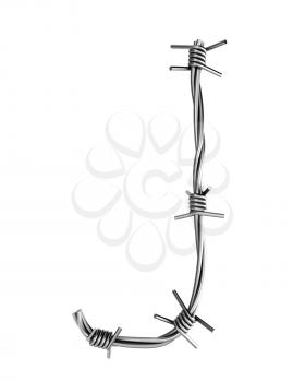 Royalty Free Clipart Image of a J From Barbed Wire