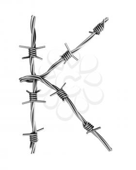 Royalty Free Clipart Image of a Barbed Wire K