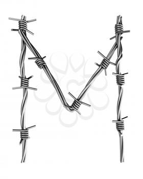 Royalty Free Clipart Image of a Barbed Wire Letter M