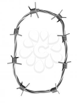 Royalty Free Photo of a Zero Made From Barbed Wire