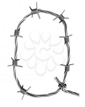 Royalty Free Clipart Image of Letter Q Made from Barbed Wire
