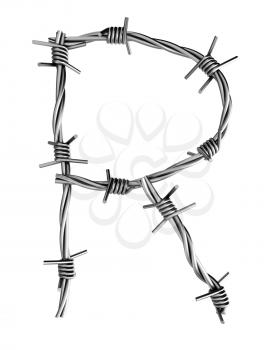 Royalty Free Clipart Image of a Barbed Wire R
