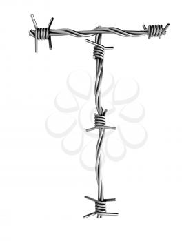 Royalty Free Clipart Image of a Barbed Wire T