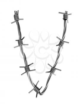 Royalty Free Clipart Image of a V Made From Barbed Wire
