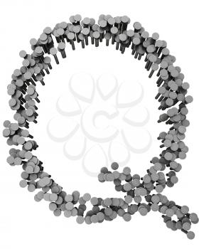 Royalty Free Clipart Image of a Q Made From Hammered Nails