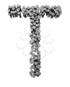 Royalty Free Clipart Image of a T Made From Hammered Nails