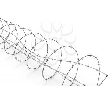 Royalty Free Clipart Image of a Barbed Wire Diagonally on a White Background