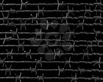 Royalty Free Clipart Image of Barbed Wire on Black