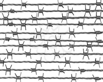 Royalty Free Clipart Image of Lines of Barbed Wire