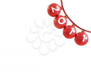 Royalty Free Clipart Image of Christmas Ornaments on a Line