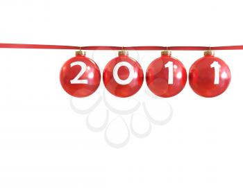 Royalty Free Clipart Image of a 2011 in Christmas Ornaments
