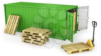 Royalty Free Clipart Image of a Green Freight Box