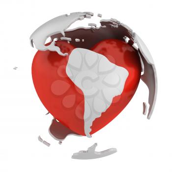 Royalty Free Clipart Image of an Abstract Globe With a Heart