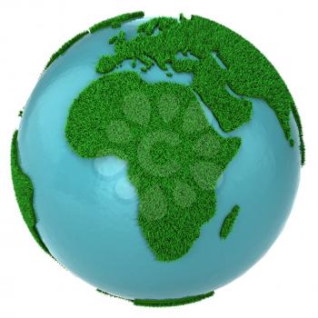 Royalty Free Clipart Image of a Globe of Grass and Water