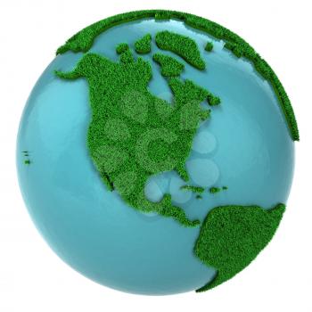 Royalty Free Clipart Image of a Globe With Grass and Water