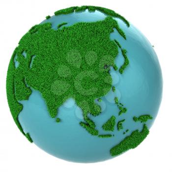 Royalty Free Clipart Image of a Globe of Grass and Water