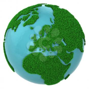 Royalty Free Clipart Image of a Globe With Grass and Water