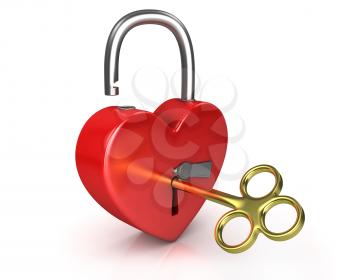 Royalty Free Clipart Image of a Heart and a Lock