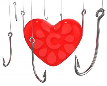 Royalty Free Clipart Image of Hooks and a Heart