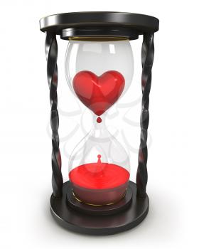 Royalty Free Clipart Image of an Hourglass With Heart and Blood