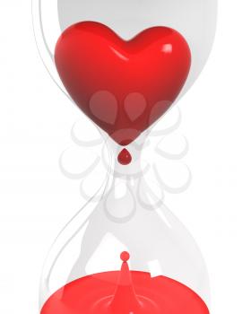 Royalty Free Photo of an Hourglass With a Heart and Blood