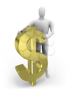 Royalty Free Clipart Image of a Man With a Dollar Sign