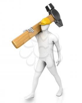 Royalty Free Clipart Image of a Man With a Hammer
